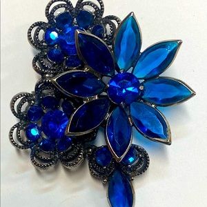 VINTAGE WEISS COBALT BLUE RHINESTONE BROOCH
